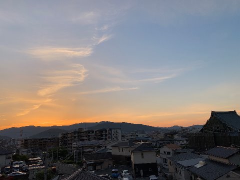 いつの間にか夏至も過ぎて、すっかり夜明けも早くなりました。朝ランに出かける５時半頃の空もこんなに明るくなっています。