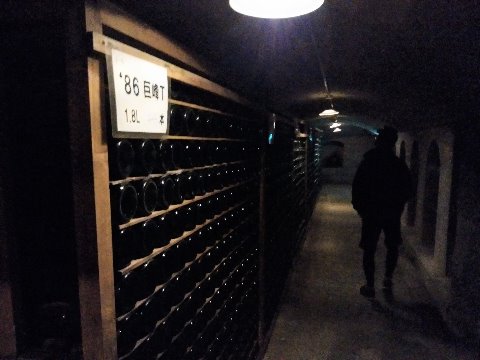 というわけで今回の写真は、趣旨に見合った？この１枚、巨峰ワイナリーの地下貯蔵庫です。