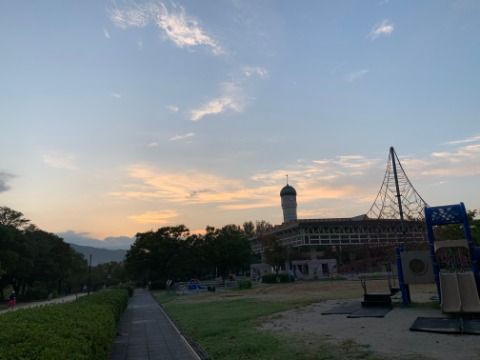 夜明けの時間もどんどん遅くなり、公園に着いた時点でこんな感じです。これからもっと暗くなるんですよねえ。