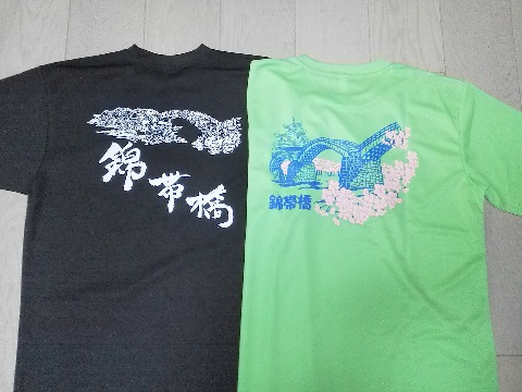 この写真は,今日のテーマとは繋がりませんが,錦帯橋ハーフのTシャツ(背中側)です.黒色が7年前の第1回,黄緑色が今回の第8回です.この間に,ブルーやら赤やらいろんな色がありました.