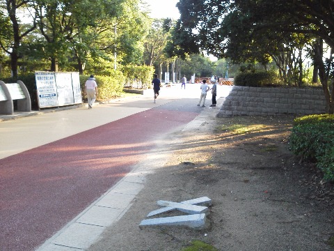 春日公園1100m地点です.ローマ数字は横から写すと,9と11とかは区別しにくいですね.
