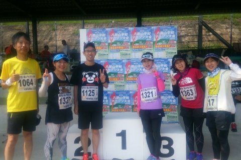今日の参加者はこの６人です。そして撮影者のF子ちゃんも走りながら応援とサポートをしてくれました。　皆さん、お疲れさまでした＆ありがとうございました。