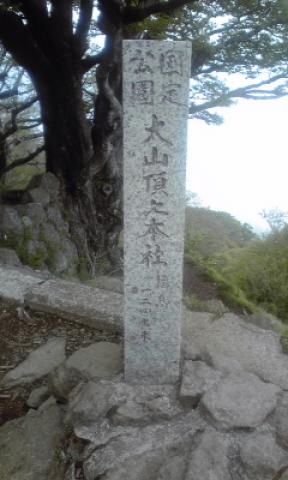 １７時１０分やっと大山に到着　あとは日向薬師に向けて標高差１０００mを急降下