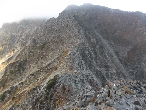 涸沢槍への登り 滑落多発地点でもある。