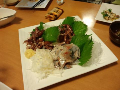 鯵とホタルイカのお造り